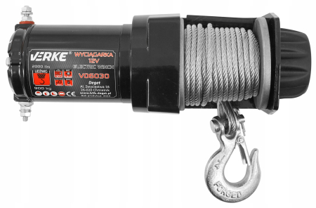 Troliu electric auto 12V 2000LBS cu cablu otel 12m, pentru ATV remorca si tractare (V06030) [6]