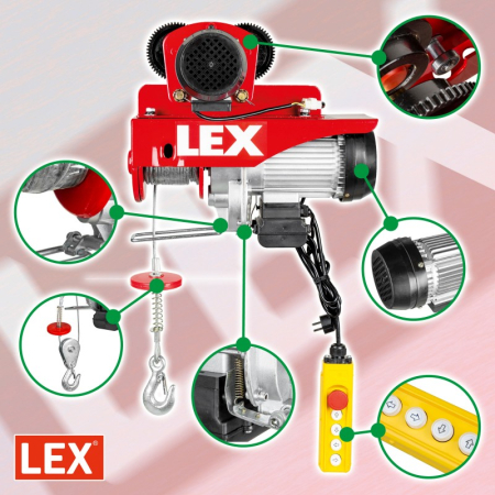 Troliu electric cu carucior rulant 600kg, 1200W, cablu 12m, telecomanda (KD2191+1070) [2]