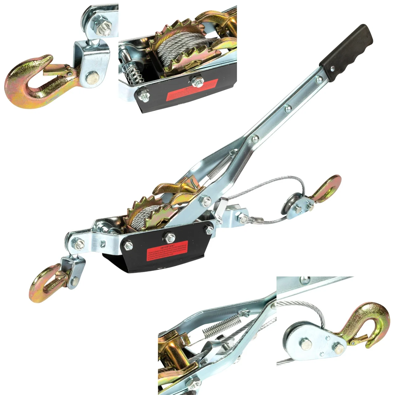 Altele - Troliu manual 4T cu dinti dubli si carlige duble pentru tractare si ridicare (GF-2404-S001-G01)