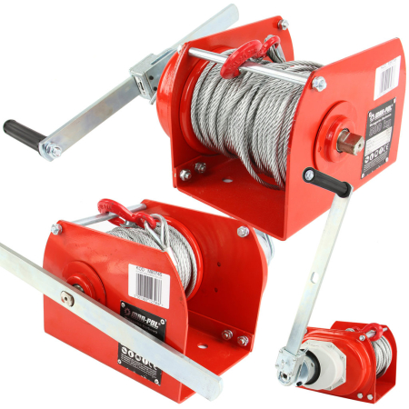 Altele - Troliu manual cu manivela 500 kg cu cablu de otel 40 m si carlig de siguranta (M80745)