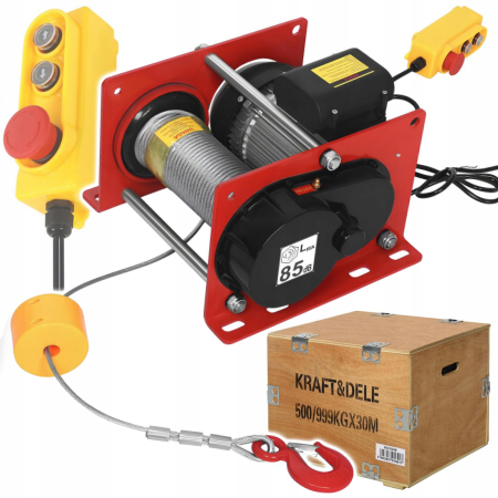 Macara electrica - Troliu palan electric constructii 500 / 1000kg 1900W cablu 15 / 30m (KD1649)