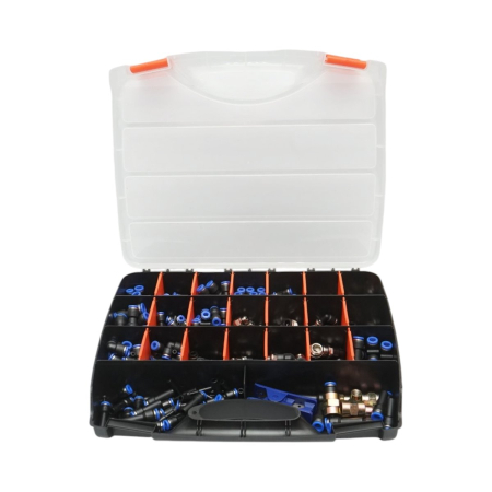 Trusa 242 piese pentru furtunuri pneumatice cu cleste taiat furtun si cuple rapide DISEU05 (BK77521) [0]