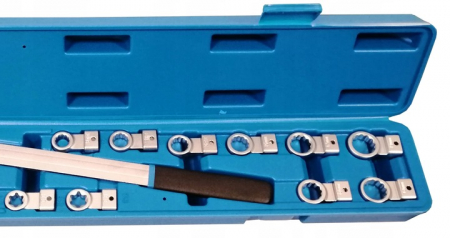Chei combinate/inelare/cu clichet - Trusa chei pentru montat tensionat curele distributie, role intinzatoare, chei inelare brat lung (FR1985)
