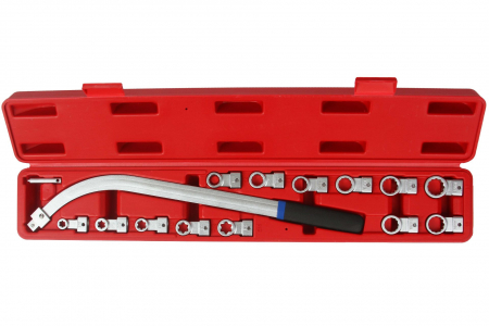 Chei combinate/inelare/cu clichet - Trusa chei pentru montat tensionat curele distributie, role intinzatoare, chei inelare brat lung (M57635)