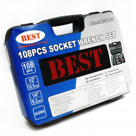 Trusa chei scule 108 piese, tubulare lungi capate surubelnita E torx (BK-108-01) [3]