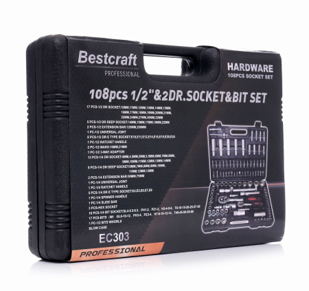 Trusa chei scule 108 piese, tubulare lungi capate surubelnita E torx (EC303) [8]