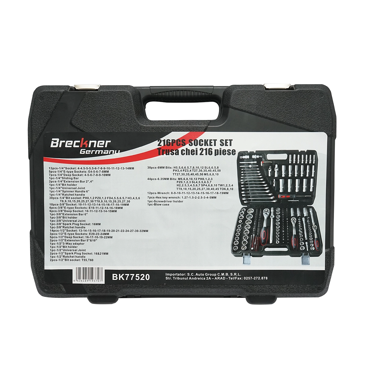 Scule Atelier Auto - Trusa chei scule combinate 215 piese DISEU04 (BK77520)