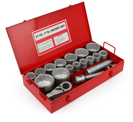 Scule Atelier Auto - Trusa chei tubulare 1 inch pentru camioane si utilaje 30-80mm otel Cr-V 21 piese (M58208)