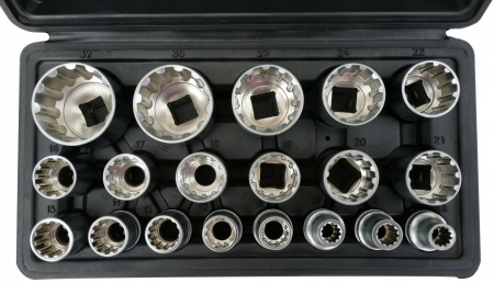 Trusa chei tubulare 8-32mm universale 19piese cu colturi stelat patrat hexagonal (SK-019-02) [2]