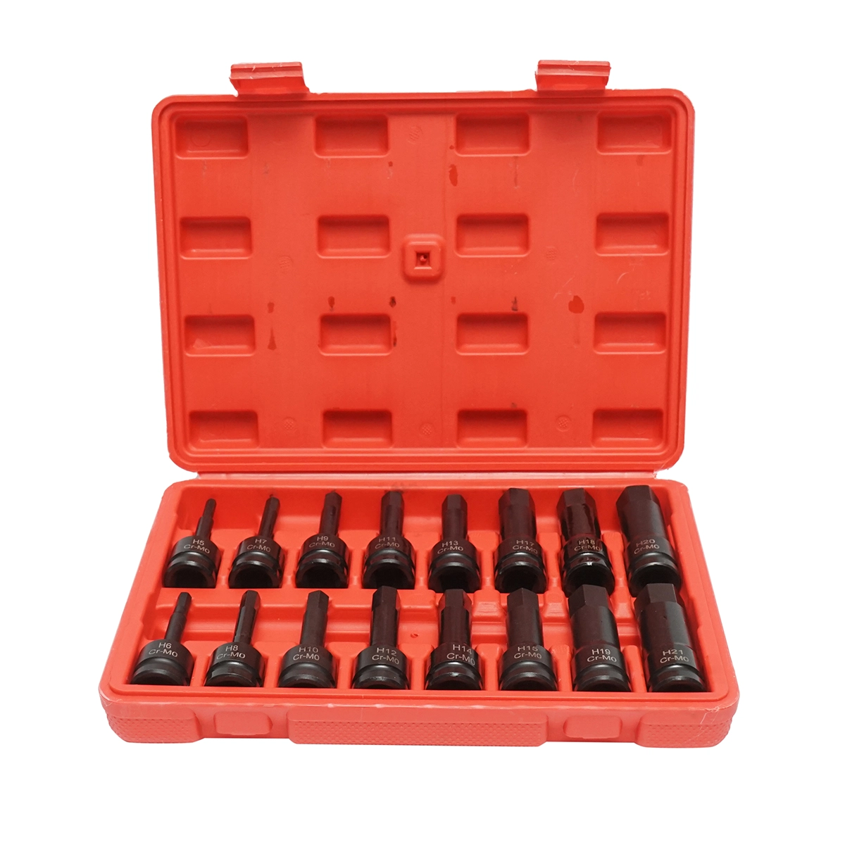 Scule Atelier Auto - Trusa chei tubulare imbus de impact hexagonale lungi H5-H21, patrat 1/2 inch Cr-Mo 16 piese (DISTT03)