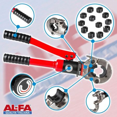 Trusa cleste hidraulic 12T sertizat tevi tip V U TH cu bacuri 16-32mm (AL55915C) [6]