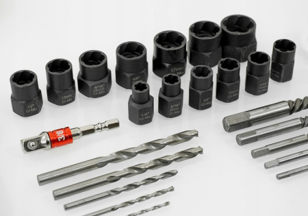 Trusa complet extras suruburi rupte burghie extractoare cu filet invers spart piulite deteriorate 26piese (V86486) [9]