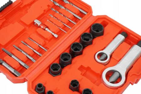 Trusa complet extras suruburi rupte burghie extractoare cu filet invers spart piulite deteriorate 26piese (V86486) [3]