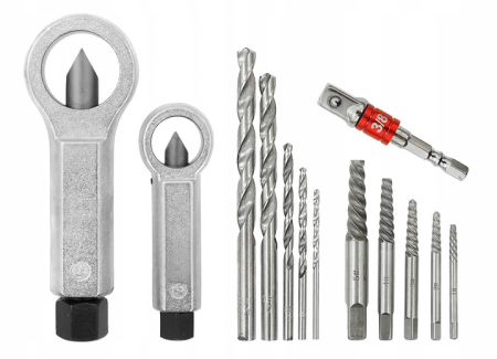 Trusa complet extras suruburi rupte burghie extractoare cu filet invers spart piulite deteriorate 26piese (V86486) [8]