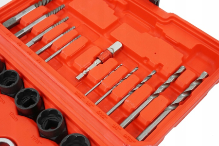 Trusa complet extras suruburi rupte burghie extractoare cu filet invers spart piulite deteriorate 26piese (V86486) [5]