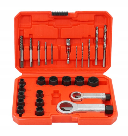Trusa complet extras suruburi rupte burghie extractoare cu filet invers spart piulite deteriorate 26piese (V86486) [1]
