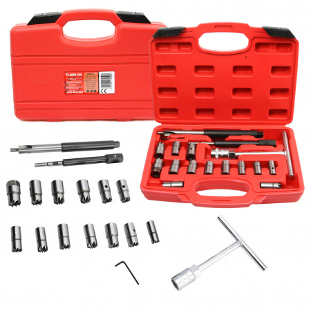 Extras injector supape - Trusa freze pentru injectoare 17piese curatat reconditionat orificiu scaun (M57684)