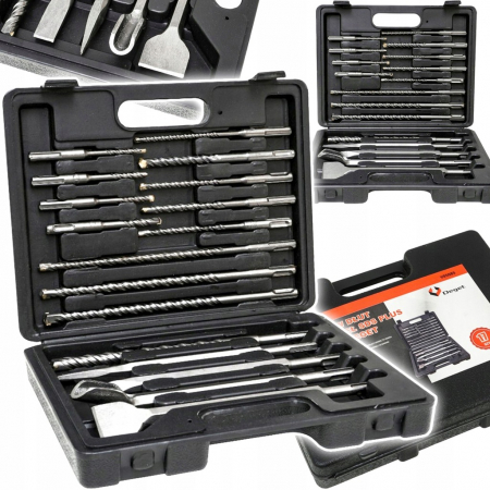 Burghie freze carote dalti dornuri - Trusa set burghiu burghie si dalta dalti SDS Plus 17piese (V05085)