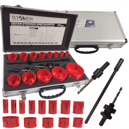 Altele - Trusa set carote freze bimetal HSS 19-76mm lemn metal plastic 17piese (S12221)