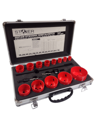 Trusa set carote freze bimetal HSS 19-76mm lemn metal plastic 17piese (S12221) [1]