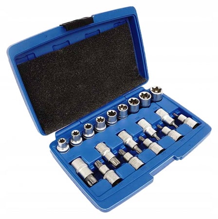 Biti hex/torx/spline - Trusa set chei torx E 19 piese ½ T20-70 E10-20 (SK-019-03)