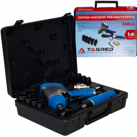 Trusa set scule pneumatice 14 piese aer comprimat pistol clichet + accesorii (TA811) [2]