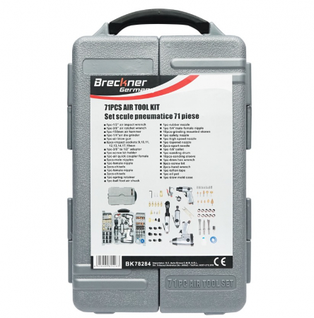 Trusa set scule pneumatice 71 piese aer comprimat, pistol clichet impact polizor drept ciocan DISLN82 (BK78284) [3]