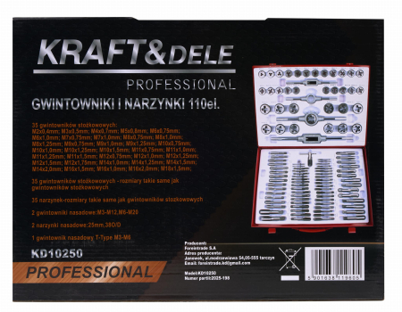 Trusa set tarozi si filiere 110 piese M2 - M14 M16 M18 (KD10250) [8]