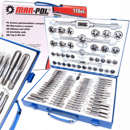 Trusa set tarozi si filiere 110 piese M2 - M14 M16 M18 (M55875) [4]