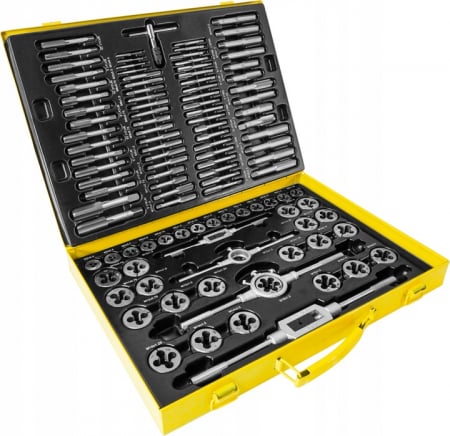 Filetare Reparatie filete / anvelope - Trusa set tarozi si filiere 110 piese (N4605)