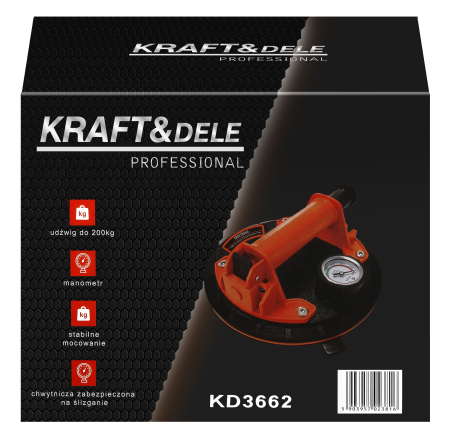 Ventuza cu vid 200mm, capacitate 200kg, cu manometru (KD3662) [15]