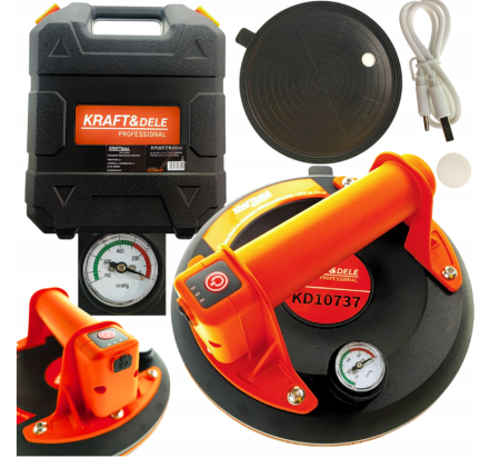 Altele - Ventuza electrica cu vacuum 190 kg, 198 mm, reincarcabila USB-C (KD10737)