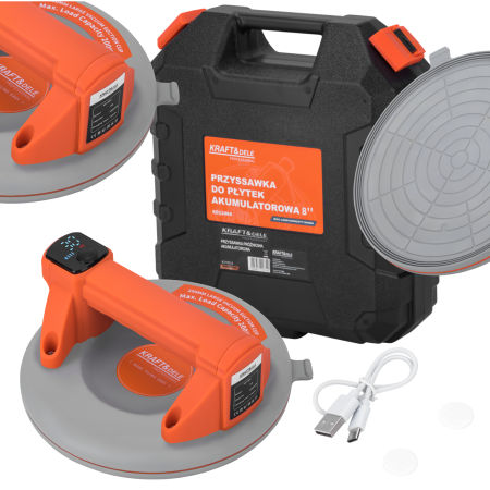 Produse noi (necategorizate) - Ventuza vibranta electrica pe baterie 7.4V 2Ah 200Kg 200mm vibrator aliliere nivelare placi (KD11964)