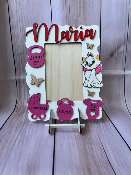 Ramă foto personalizată cu date de la naştere- Pisică [1]