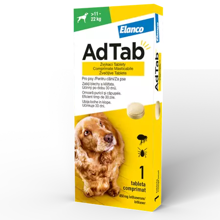 ADTAB, deparazitare externă câini, XS-S(2.5 - 5.5kg), comprimate masticabile, 112.5mg x 1buc [3]