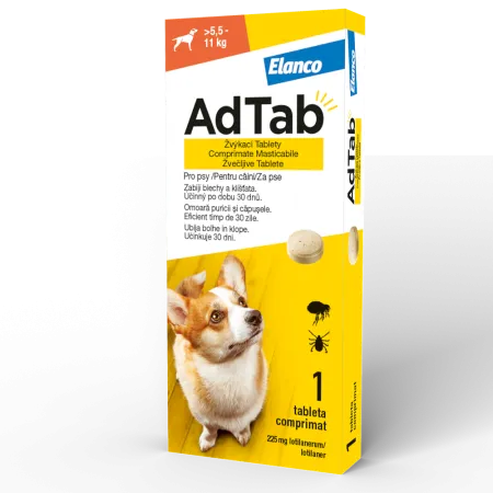ADTAB, deparazitare externă câini, XS-S(2.5 - 5.5kg), comprimate masticabile, 112.5mg x 1buc [2]