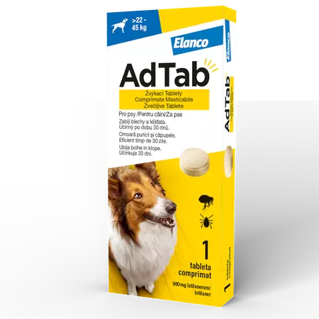 ADTAB, deparazitare externă câini, XS-S(2.5 - 5.5kg), comprimate masticabile, 112.5mg x 1buc [4]