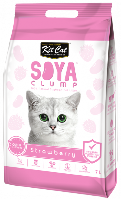 Asternut igienic pentru pisici KIT CAT SOYA CLUMP - Strawberry- 7L [1]