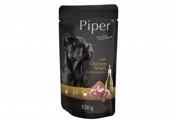 Hrana umeda Piper Adult, Inimi de pui si Orez brun, PLIC, 150 g [1]