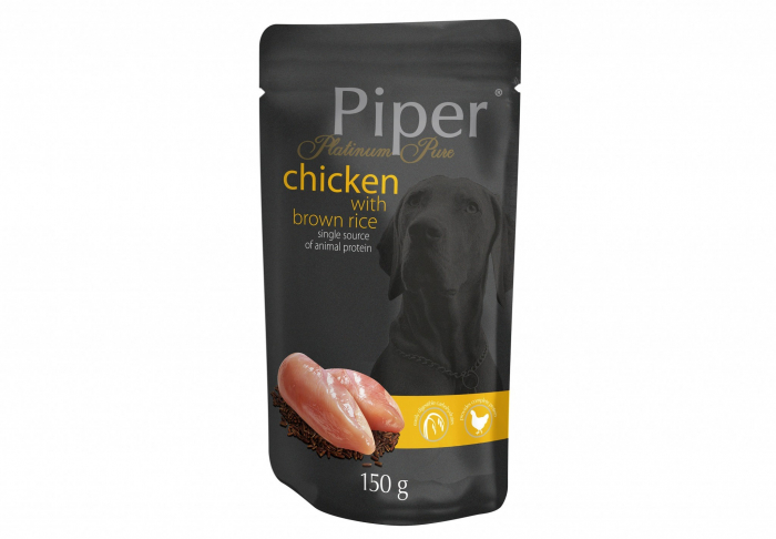 Hrana umeda Piper Platinum Pure, Pui si Orez brun , plic, 150 g [1]