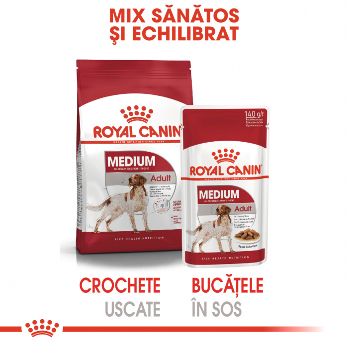 Royal Canin Medium Adult, bax hrană umedă câini, (în sos) 10 x 140 g [5]