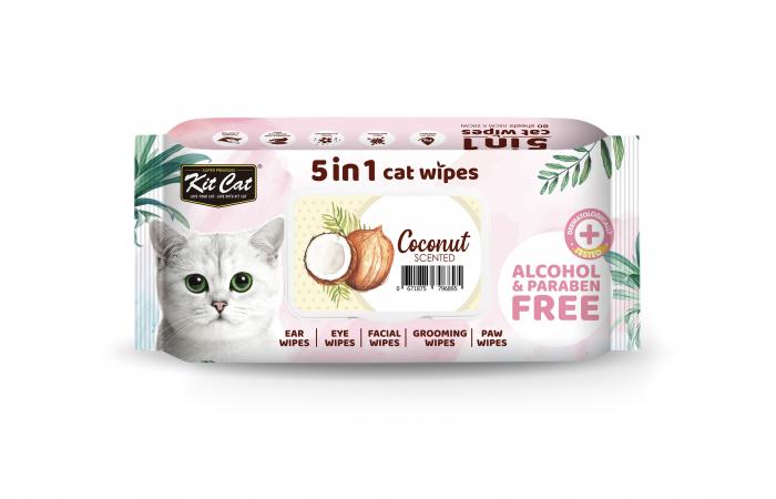 Servetele umede pentru pisici, KIT KAT, 5 in 1, Cocos, 80 buc [1]