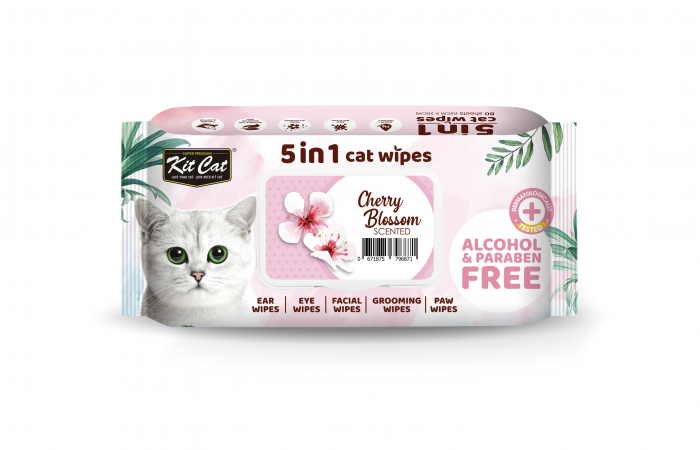 Servetele umede pentru pisici, KIT KAT, 5 in 1, floare de cires, 80 buc [1]