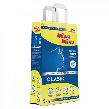 Nisip, Silicat, Asternut litiera - ASTERNUT IGIENIC MIAU MIAU CLASIC 5KG