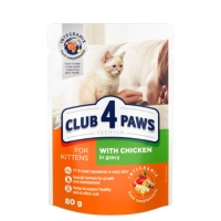 Mancare Umeda Pisici - CLUB 4 PAWS Premium Kitten, Pui, plic hrană umedă pisici junior, (în sos), 80g