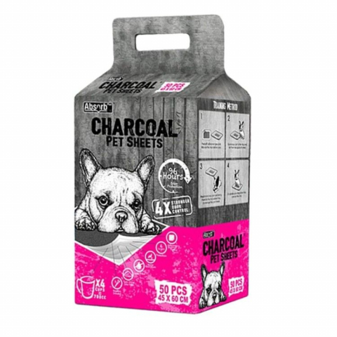 Caini - Absorb Plus, Charcoal Pet Sheet, M 45 x 60 cm, 50 buc