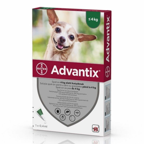 Caini - Advantix 40 Caini (< 4 kg), 1 pipeta