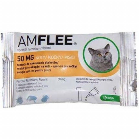 Pisici - Amflee Cat 50 mg Spot-on, 3 pipete