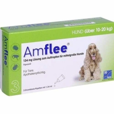 Caini - Amflee Dog 3 Pipete x 134 mg - M (10-20 kg)