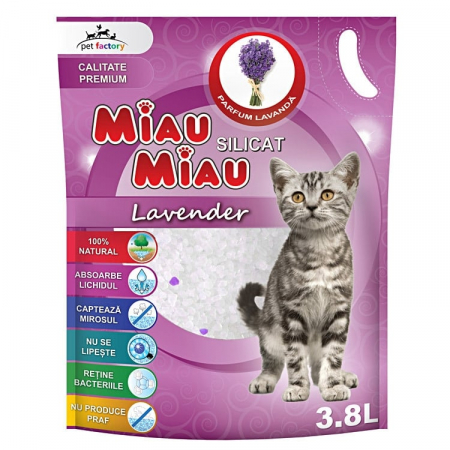Pisici - ASTERNUT SILICAT MIAU MIAU LAVANDA 3.8L